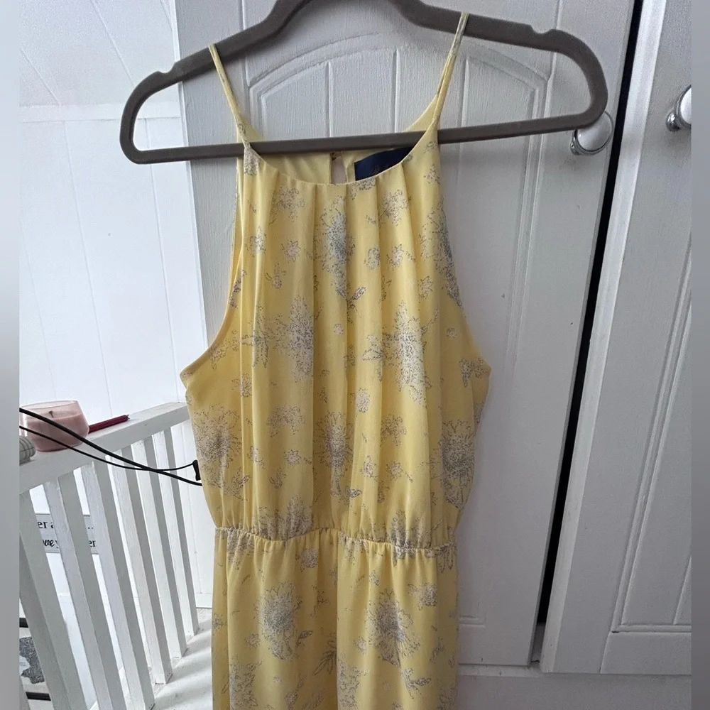 NWOT BLUE RAIN Yellow Sleeveless Dress w/Floral Print and Elastic Waist, Flared - Picture 1 of 14